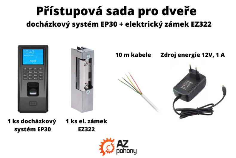 Přístupová sada pro dveře - docházkový systém EP30 + elektrický zámek EZ322